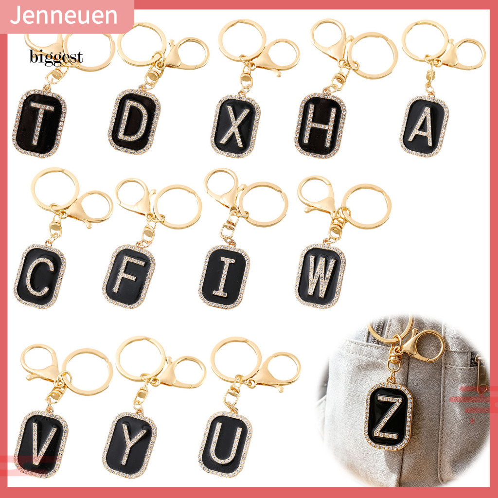 Letter Keyring A-z Rhinestone Alphabet Keychain Zinc Alloy Charm for Handbags Backpacks Gifts – Stylish 26 Letters Key