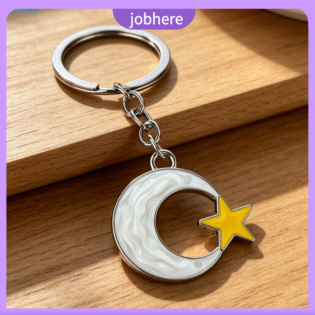 Textured Metal Keychain Buckle Pendant Zinc Alloy Star Moon Design Key Ring Charm for Bags Suitcases – Stylish and Dur