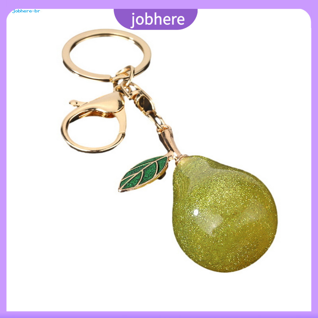 Simulated Pear Pendant Glitter Shape Keychain Zinc Alloy with Lobster Clasp – Stylish Key Holder for Backpack Car and