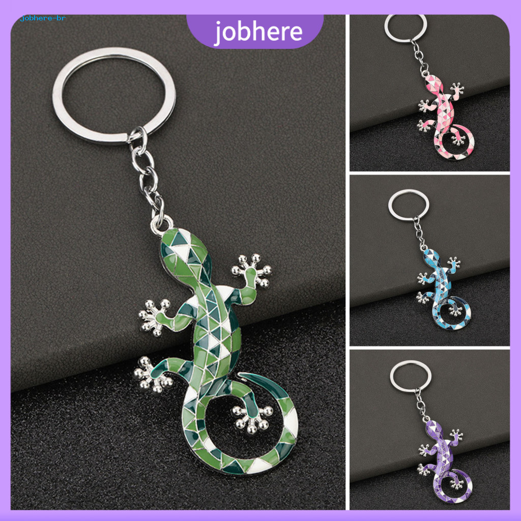 Street Style Keychain Geometric Pattern Gecko Pendant Zinc Alloy Electroplated Key Holder Car Backpack Accessory Stylish