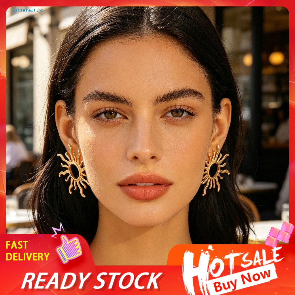 Sunflower Earrings Retro Style 1 Pair Stud for Women Lightweight Zinc Alloy Ear Jewelry Stylish Floral Design for Her fo