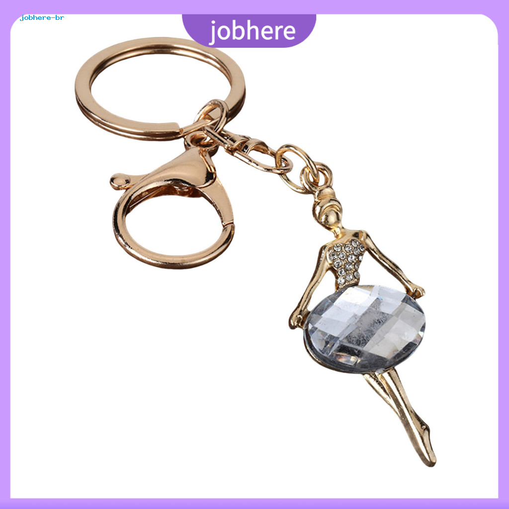 Ballet Girl Shape Key Holder Zinc Alloy Keychain Pendant with Imitation Gemstones Rhinestones Stylish Bag Charm Easy to