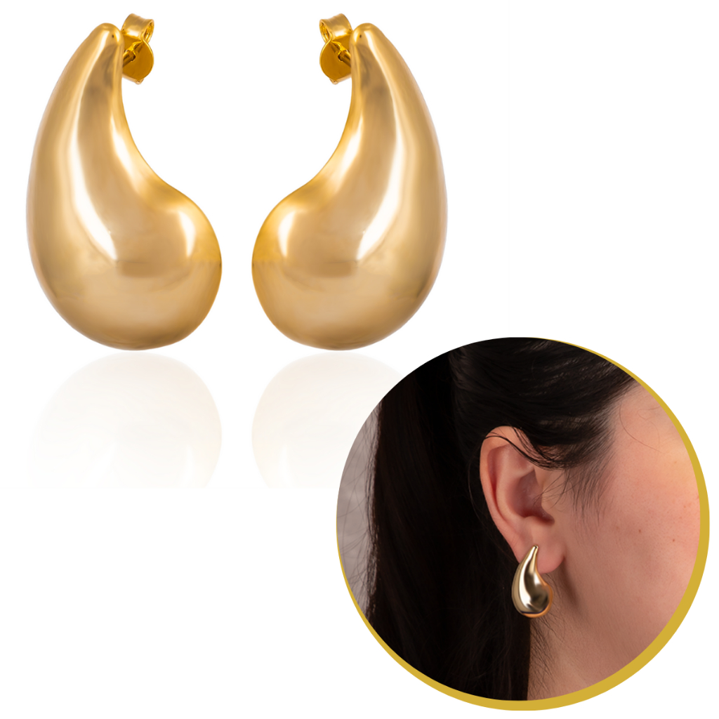 Brinco Feminino Gota Banhado A Ouro Elegante Para Mulher Moda