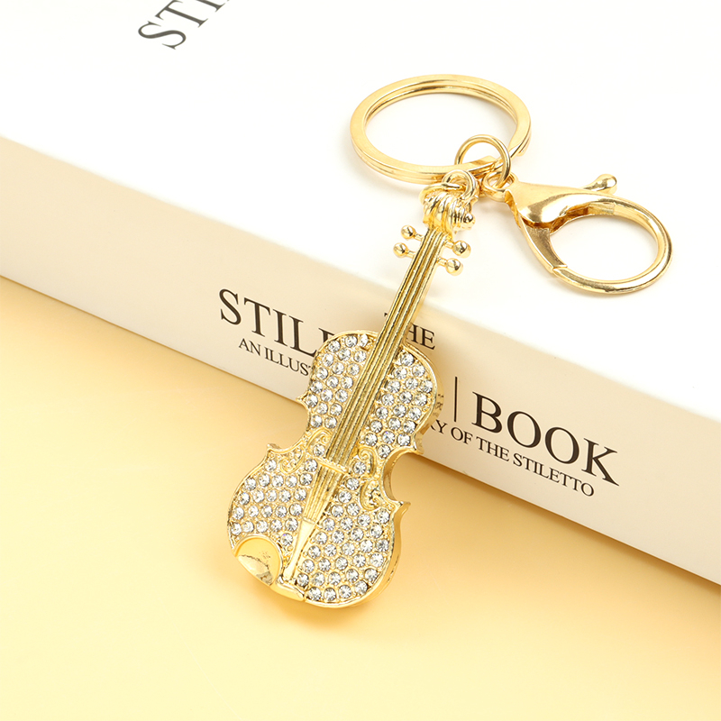 Chaveiro Crystal Rhinestones Violino Estilo Homens Mulheres Elegante Temperamento Acessórios