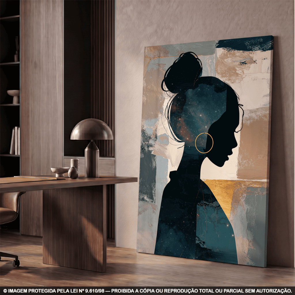 Quadro Decorativo Mulher Abstrata com Silhueta Elegante e Borda Infinita