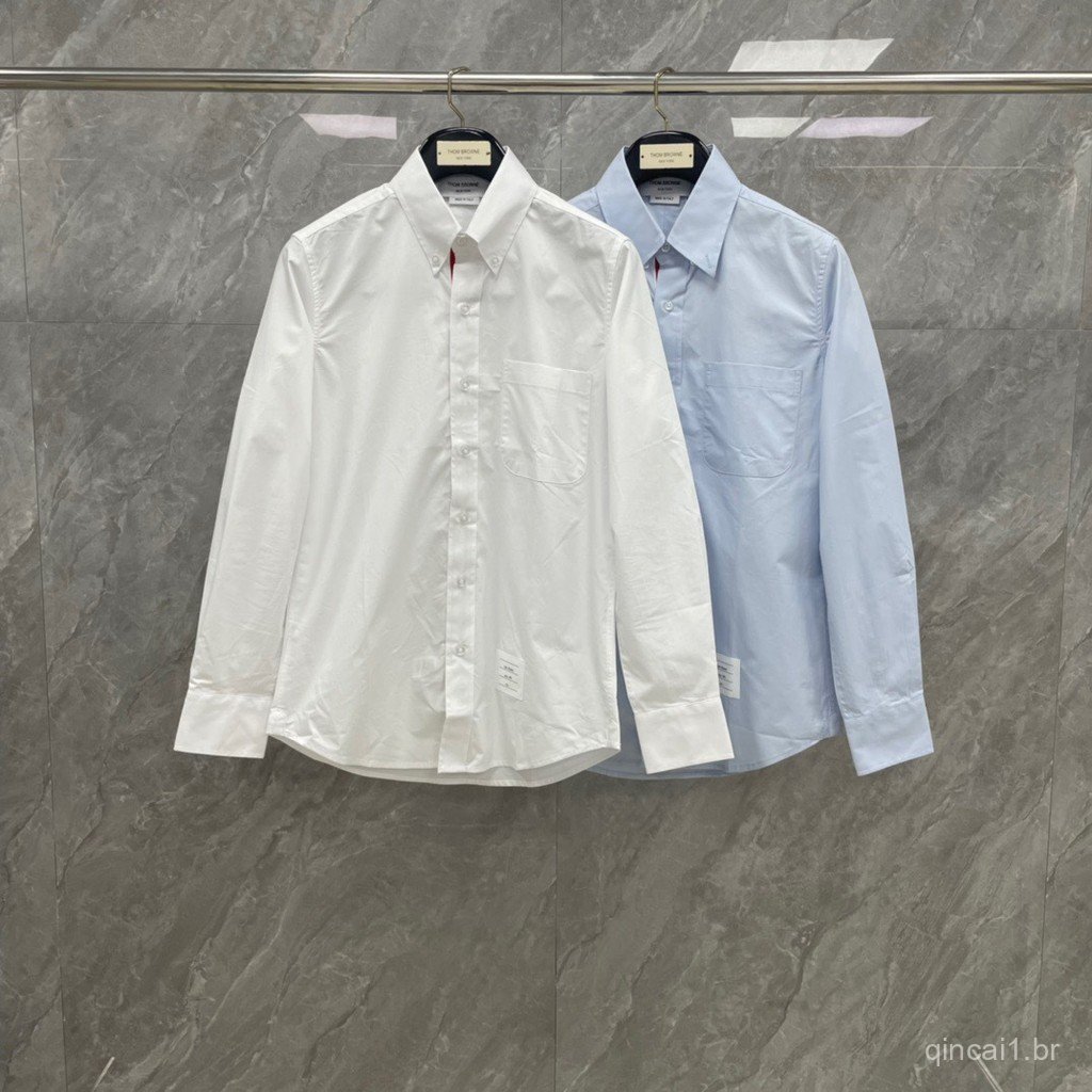 RMHU New autumn classic poplin fabric long-sleeve shirt with inner tape, unisex and versatile, trendy style
