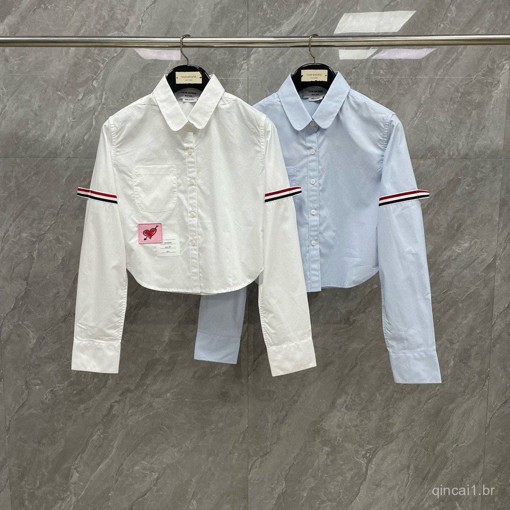 M8EI New limited edition for Qixi Festival, double-sleeve, belted, cropped, poplin fabric, long-sleeve women's shirt