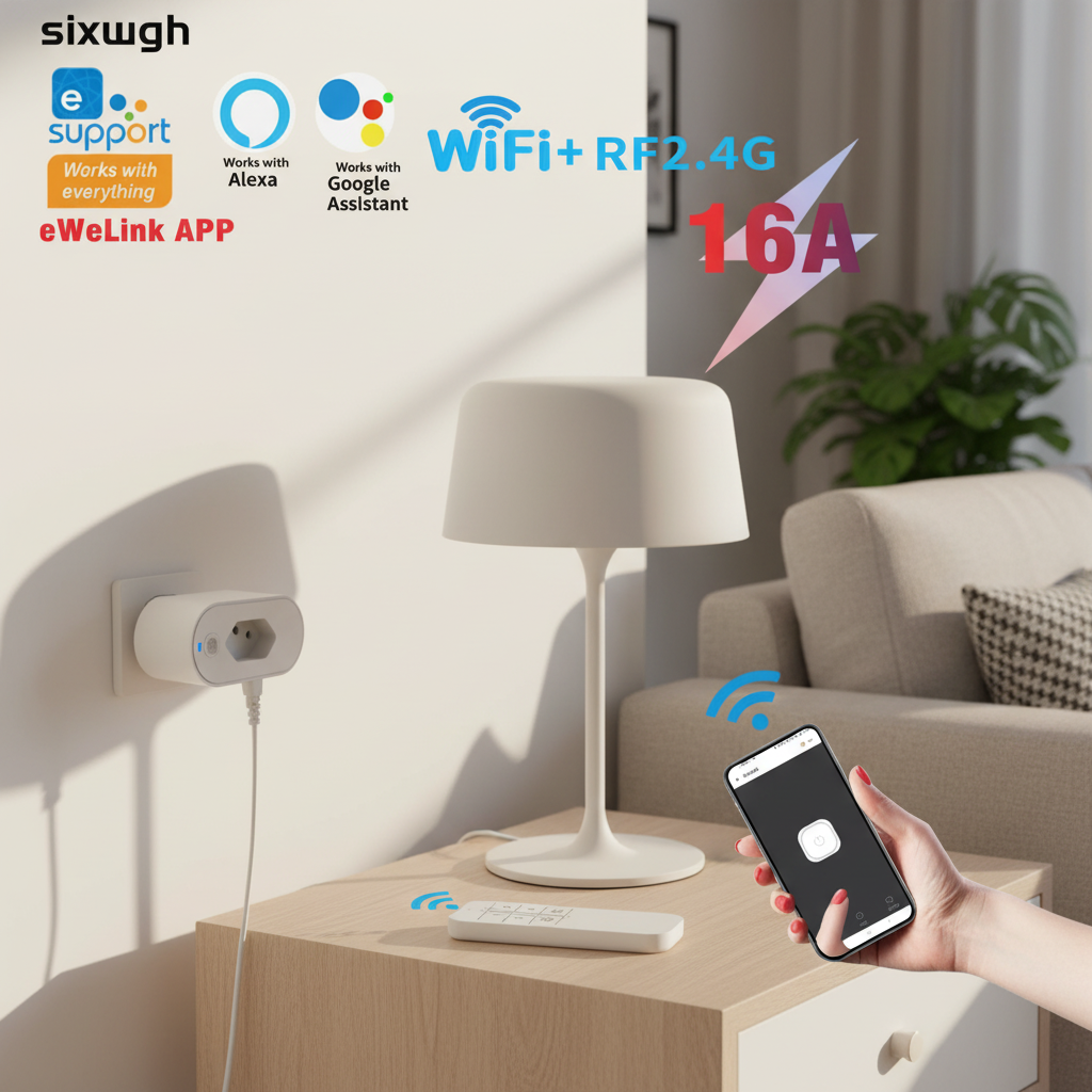 eWeLink Tomada Inteligente Wifi com Controle Remoto e App, Compatível com Alexa e Google Home Voz