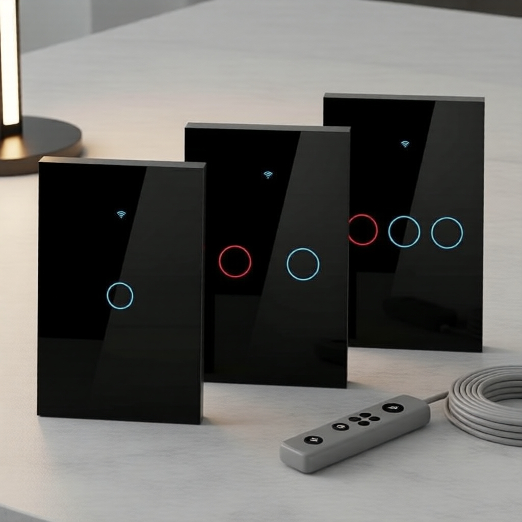 Interruptor de Parede WiFi por Voz, 433 MHz RF, Sem Fio Neutro, Compatível com Alexa/Google Home