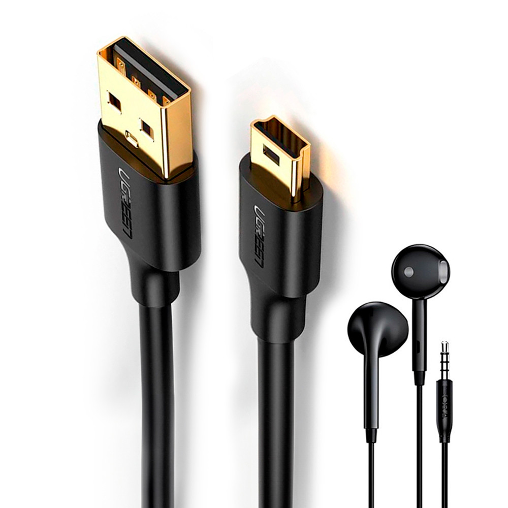 Ugreen Cabo Usb 2.0 para Mini Usb 5 Pinos 3M + Fone Ouvido (K-3076-5886)
