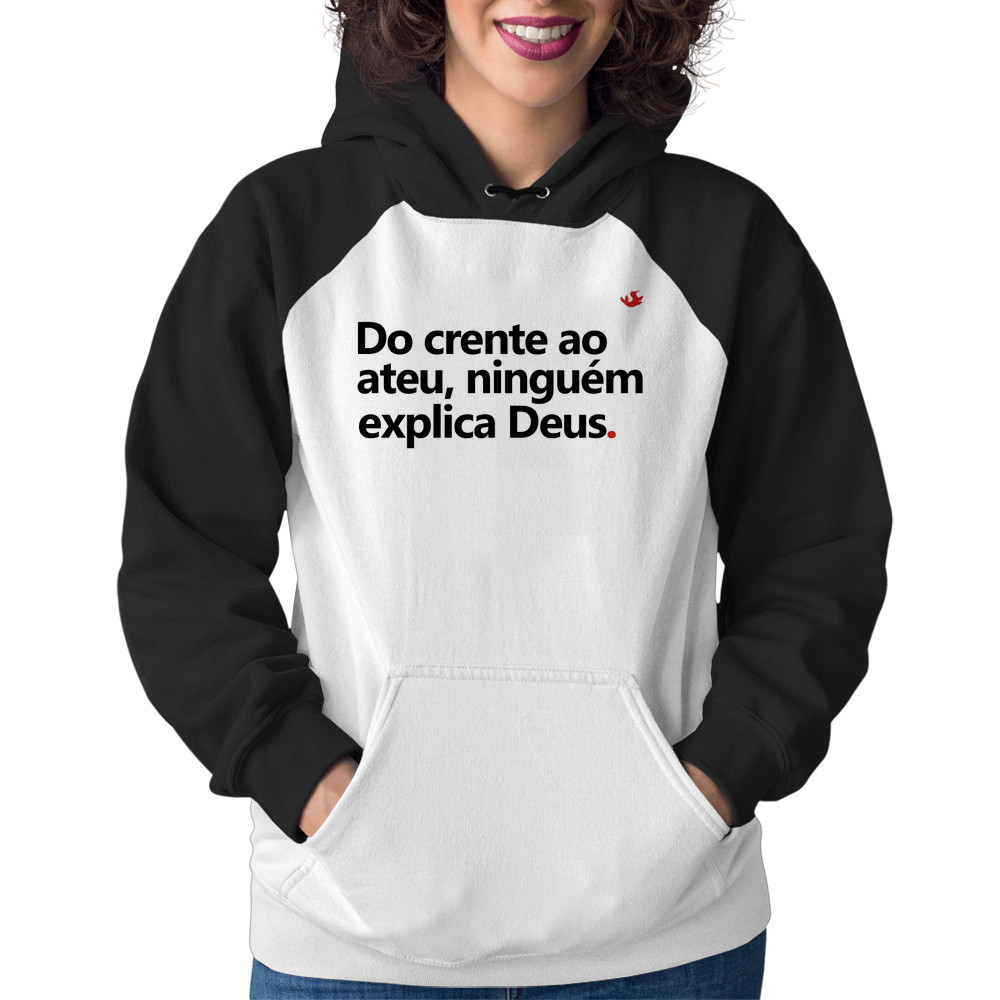 Moletom Feminino Do crente ao ateu, ninguém explica Deus Blu