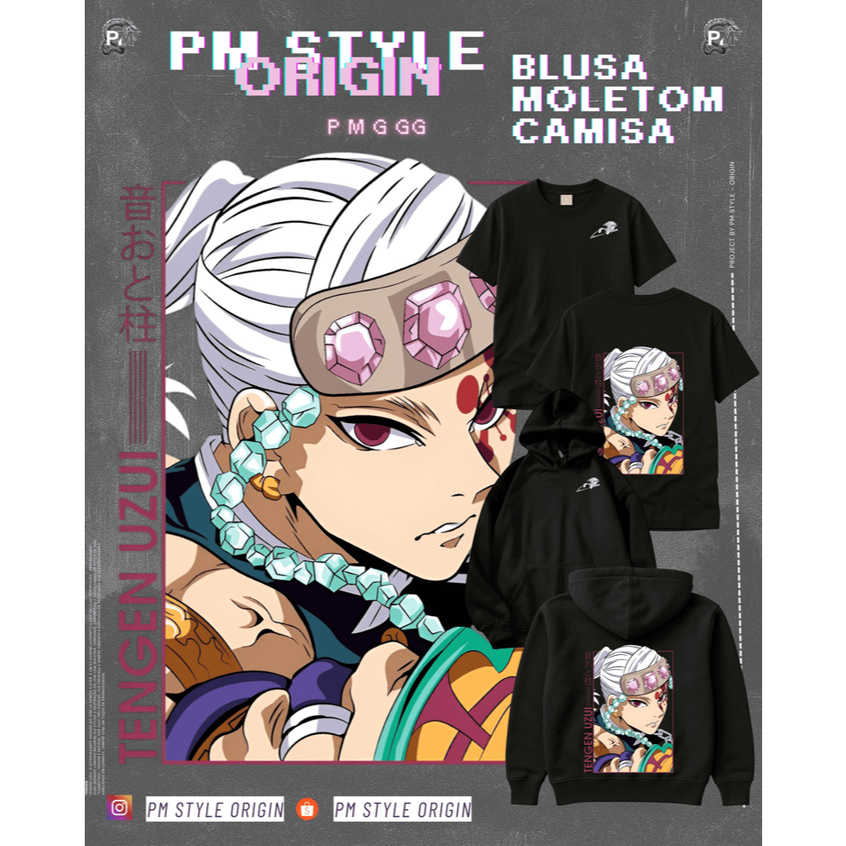 Blus Moletom E Camisa Tengen Uzui - Estilo Streetwear Anime Demon Slayer KNY