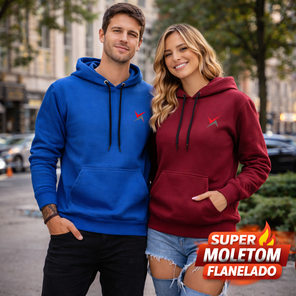 Blusa Moletom Unissex Canguru Capuz Flanelada Dexshoes Xtreme Polo Blu Premium Inverno Blusão