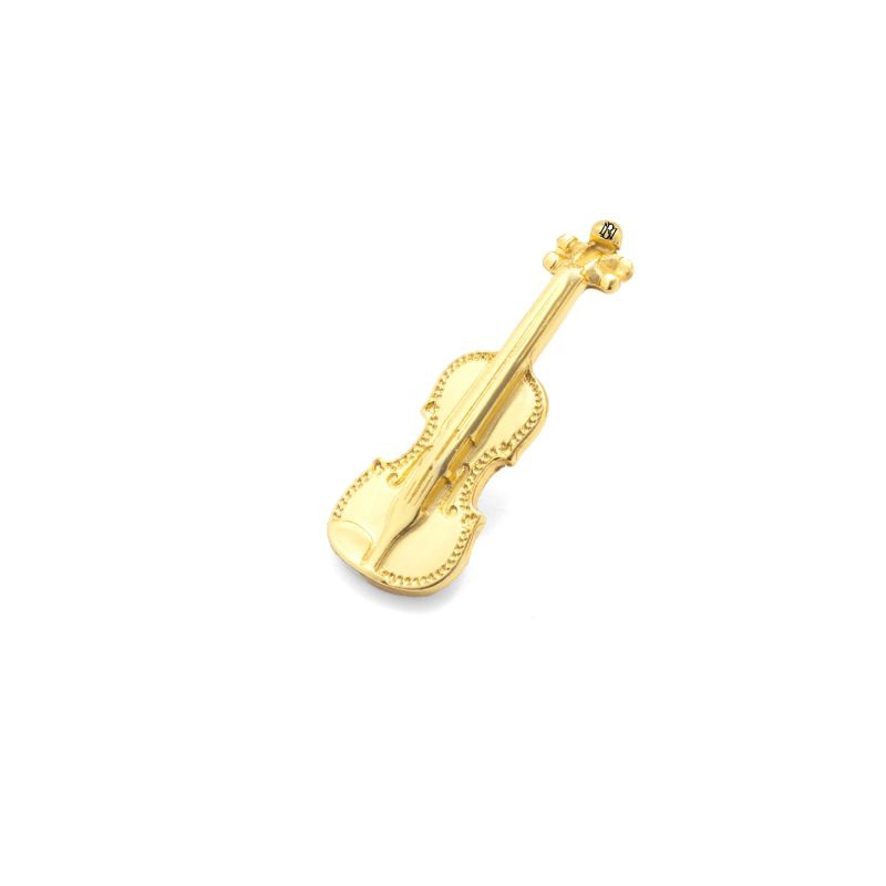 Broche minimalista modelo violino clássico com flash de ouro - Qualidade Brilho Notável