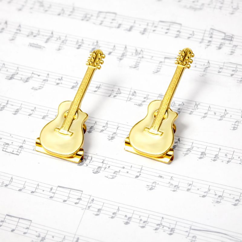 Prendedores de partituras de luxo original violão brilho Notável com flash de ouro duas unidades