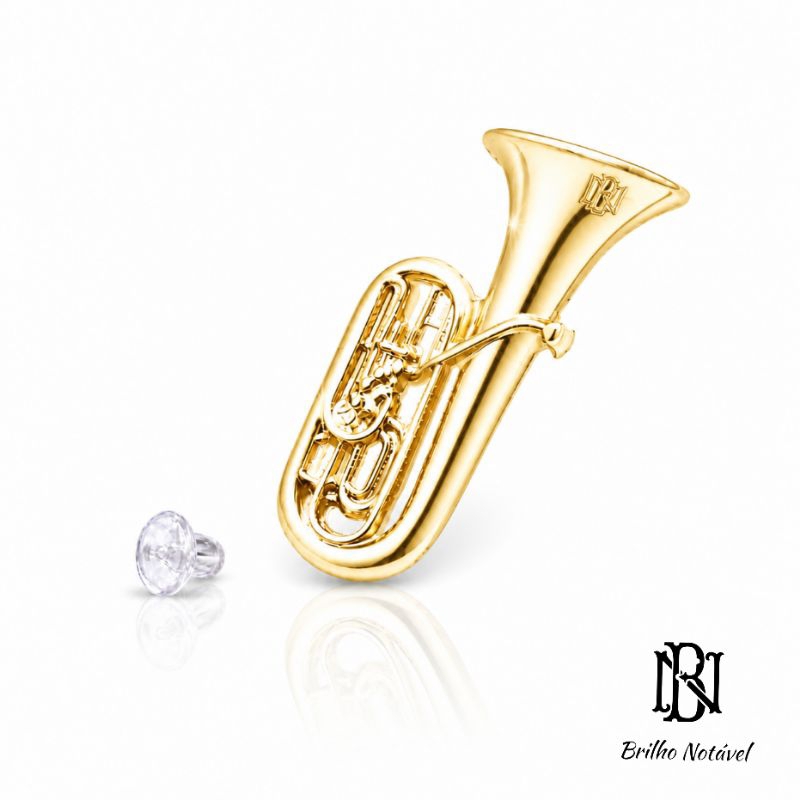 Broches Tuba modelo clássico minimalista flash de ouro 3 unidades