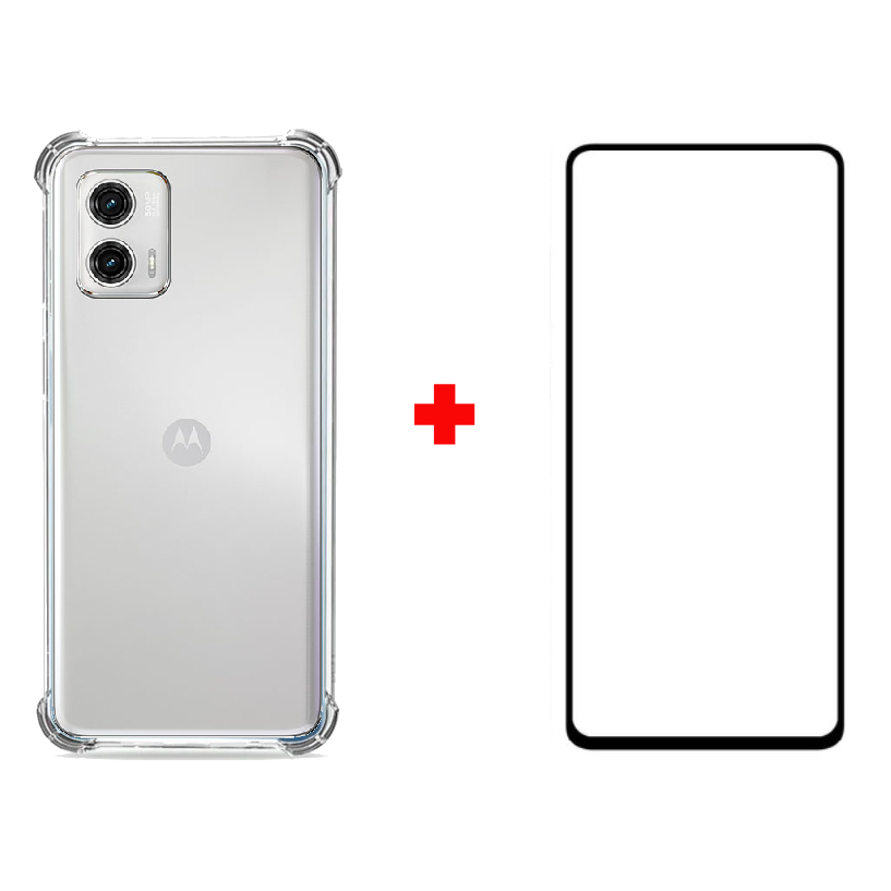 Kit Capa Capinha Case Anti Impacto Shock Para Moto G53 Air Bag Proteção Total Anti Queda Silicone + Pelicula de Vidro 3d