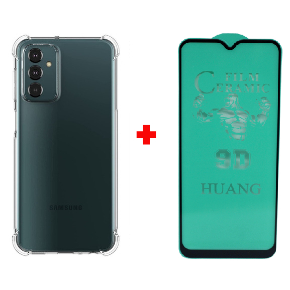 Kit Capa Capinha Case Anti Impacto Shock Para Galaxy M23 Air Bag Proteção Silicone Transparente + Pelicula Ceramica TPU