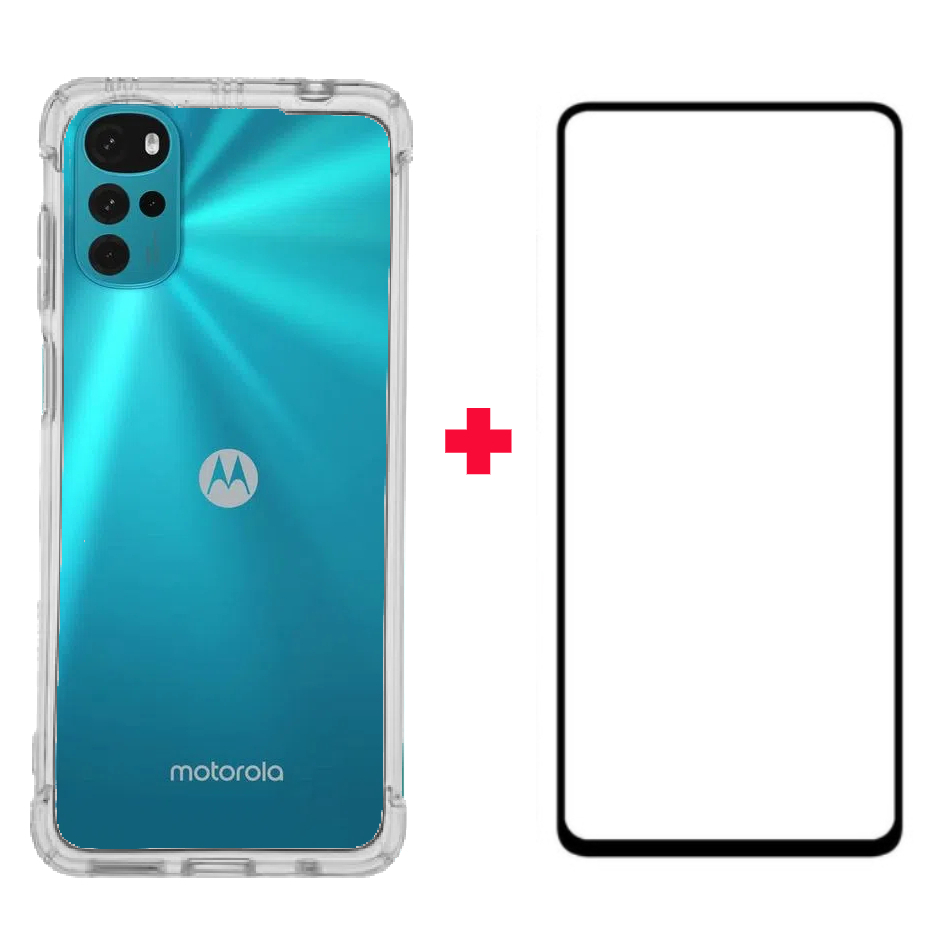 Kit Capa Capinha Case Anti Impacto Shock Para Moto G22 Proteção Anti Queda Silicone Transparente + Pelicula 3d TPU