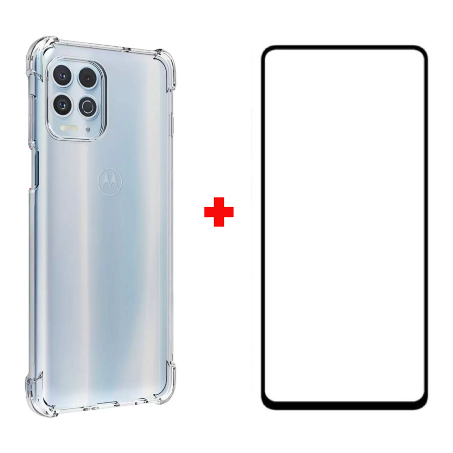 Kit Capa Capinha Case Anti Impacto Shock Para Moto G100 Proteção Silicone Transparente + Pelicula de Vidro 3d TPU