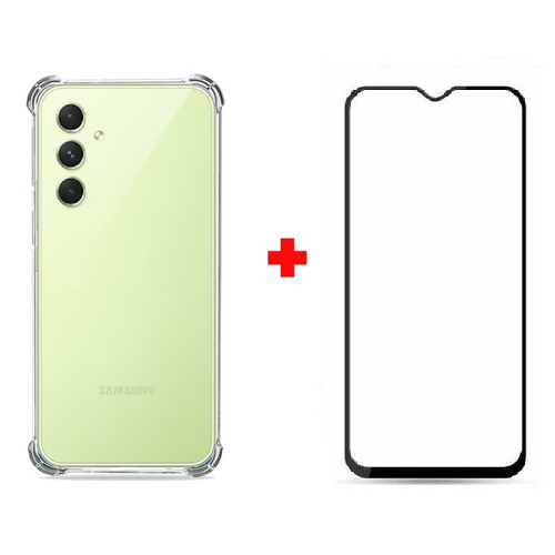 Kit Capa Capinha Case Anti Impacto Shock Para Galaxy A24 Proteção Anti Queda Silicone Transparente + Pelicula 3d TPU