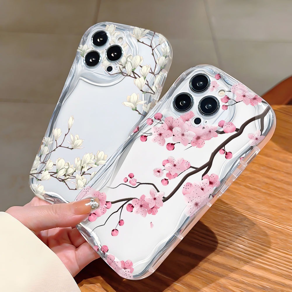 Silicone transparente Case Cover For iPhone 17 Air 16 15 14 Plus 13 12 11 Pro Max Flower Transparent Acrylic Anti-Shock