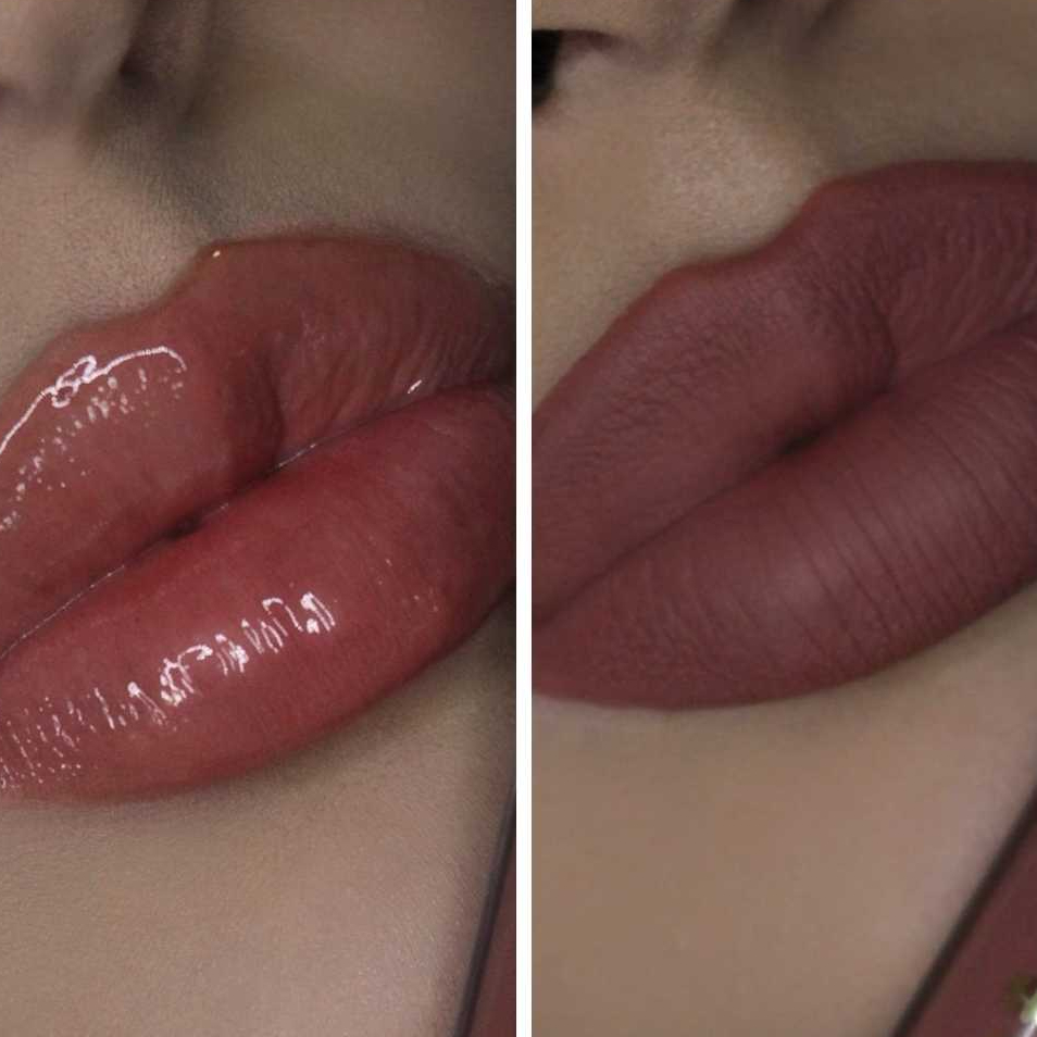 Kit Labial Hannah Beauty Batom Matte Joana Nude + Gloss Gabi Nude Efeito Volumoso Vegano