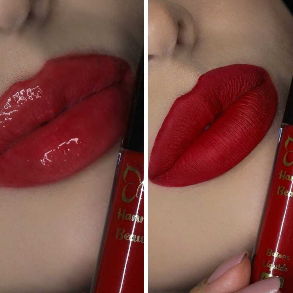 Kit Labial Hannah Beauty Batom Matte Hannah Vermelho + Gloss Bianca Vermelho Alta Fixacao Vegano