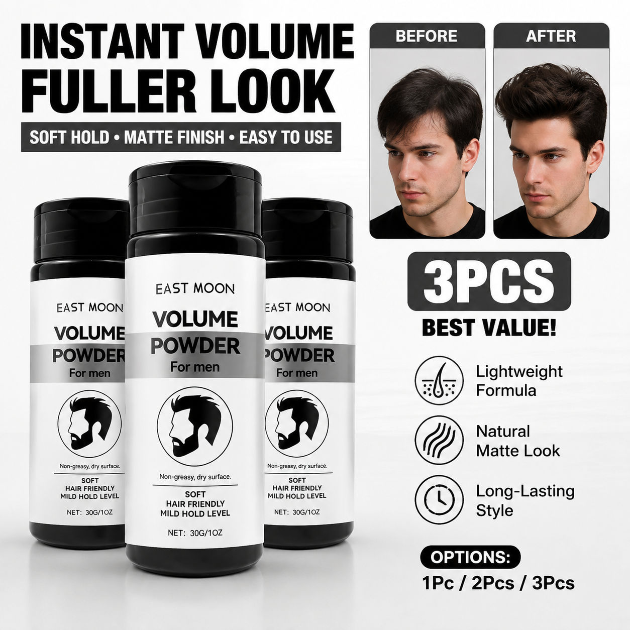 Pó Texturizante Capilar Matte 30g – Controle de Oleosidade e Volume Instantâneo para Homens