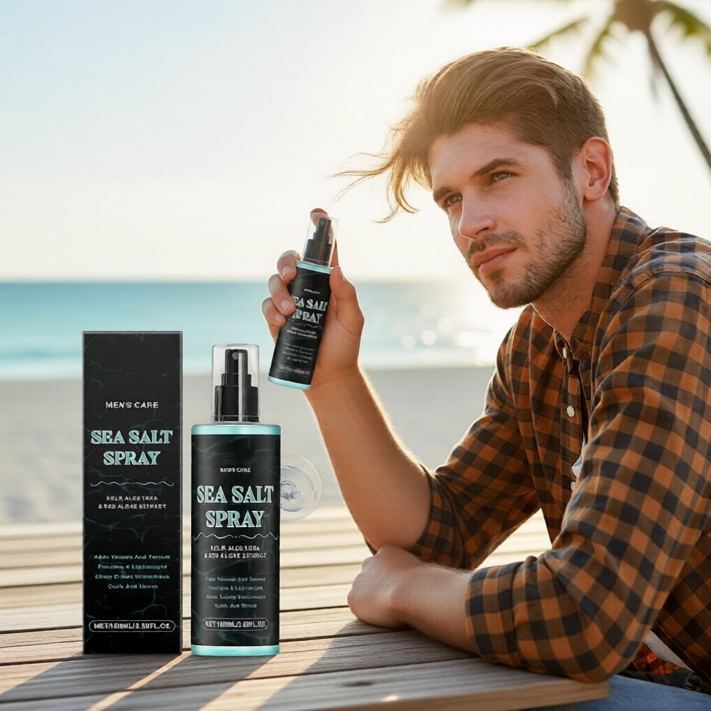 Spray de Sal do Mar 100 ml Masculino – Efeito Praia, Volume e Textura com Fixação Matte Natural