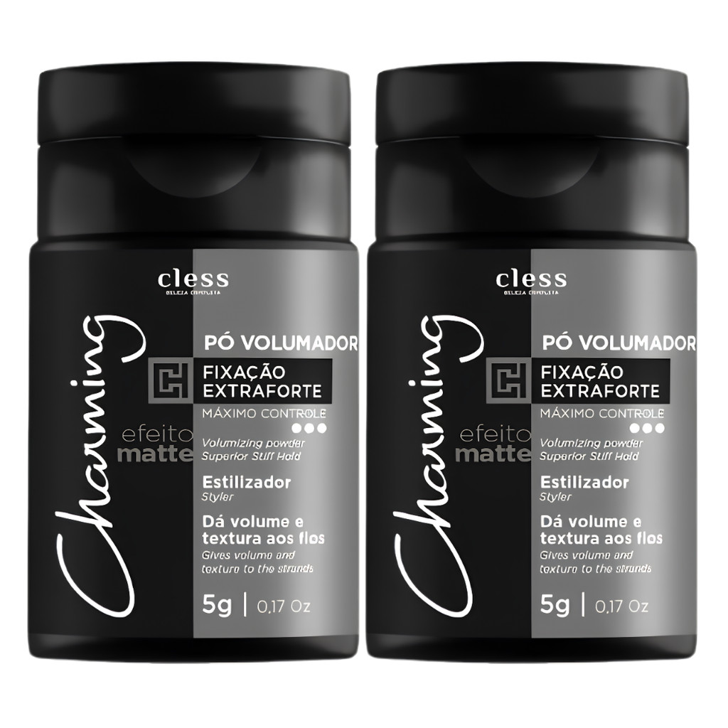 Kit 2 Po Volumador Charming Cless Efeito Matte Extra Forte Volume Textura Fios Estilizador Cabelo 5g