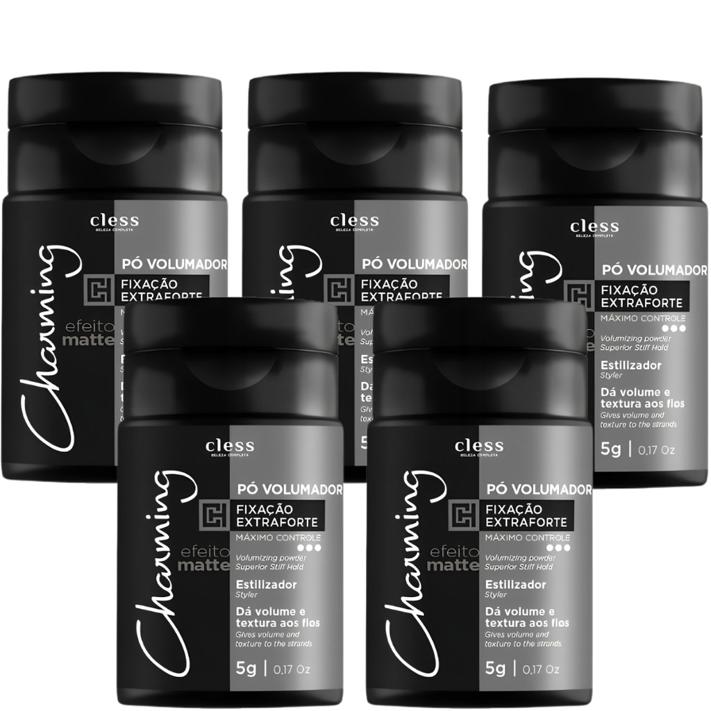 Kit 5 Po Volumador Charming Cless Efeito Matte Extra Forte Volume Textura Fios Estilizador Cabelo 5g