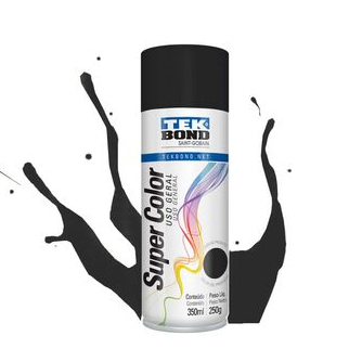 Tinta Spray Uso Geral Preto Fosco 350ml  - Tekbond