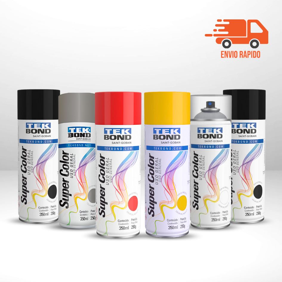 Tinta Spray Aerossol Acrílica Alta Cobertura Tekbond Uso Geral 350ml Secagem Rápida