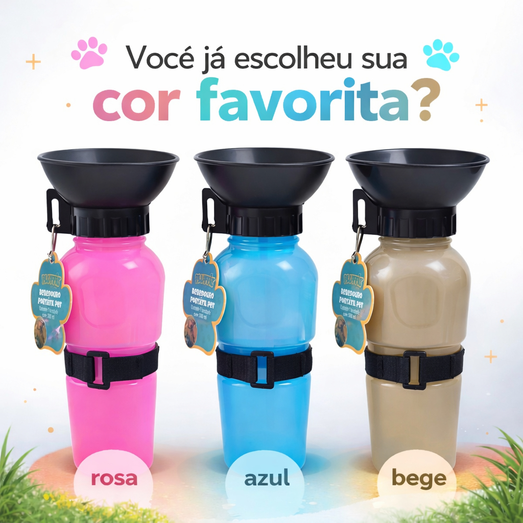 Bebedouro Portátil Garrafa Pet 500 ml  para Viagens e Passeios ao Ar Livre Acquadog Cachorro Gato