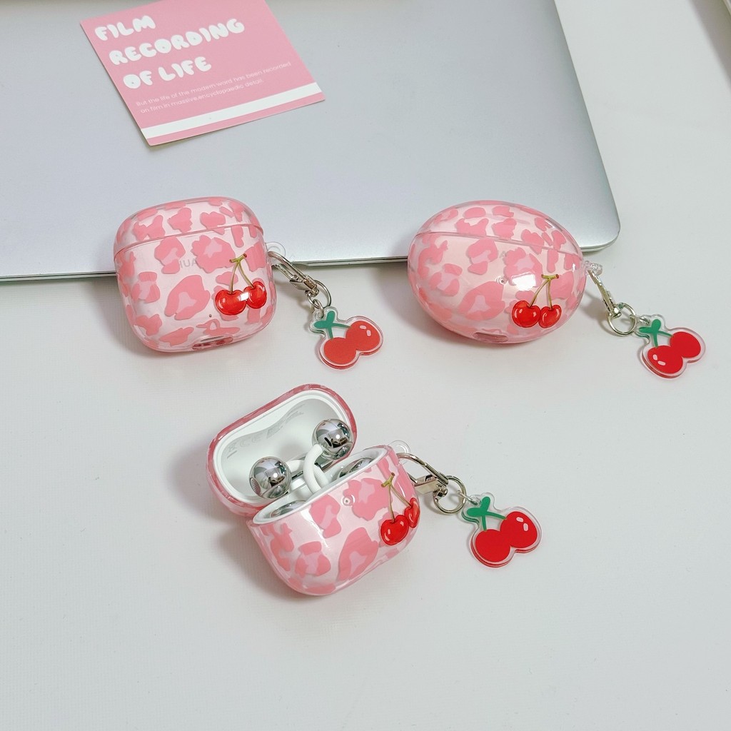 Para HUAWEI FreeBuds 5i 6i 7i FreeClip 2 SE2 SE3 IMD Rosa Leopardo Impressão Caso Capa Protetora Embalagem