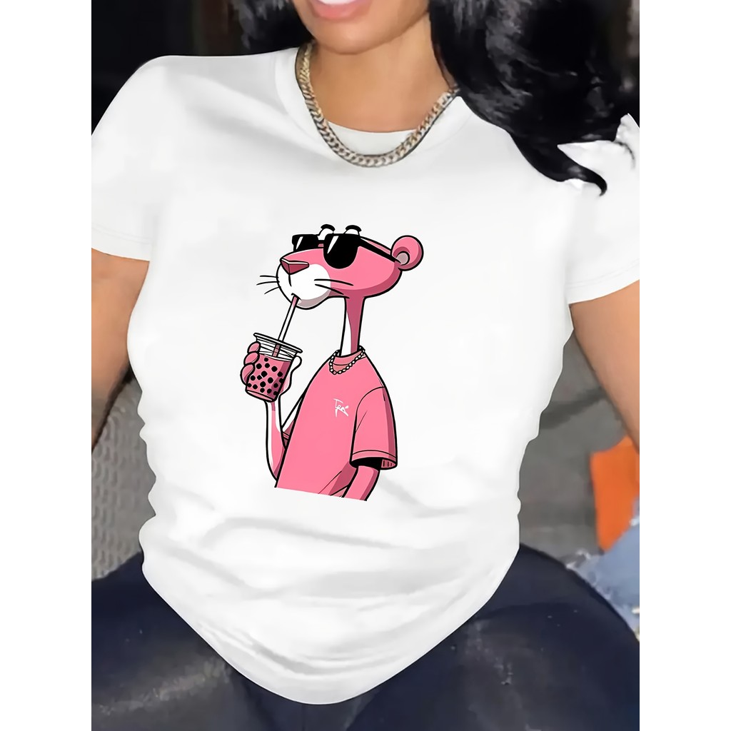 Camiseta Feminina Plus Size Leopardo Rosa Estampa Unissex Shirt Oversized 100% Algodão