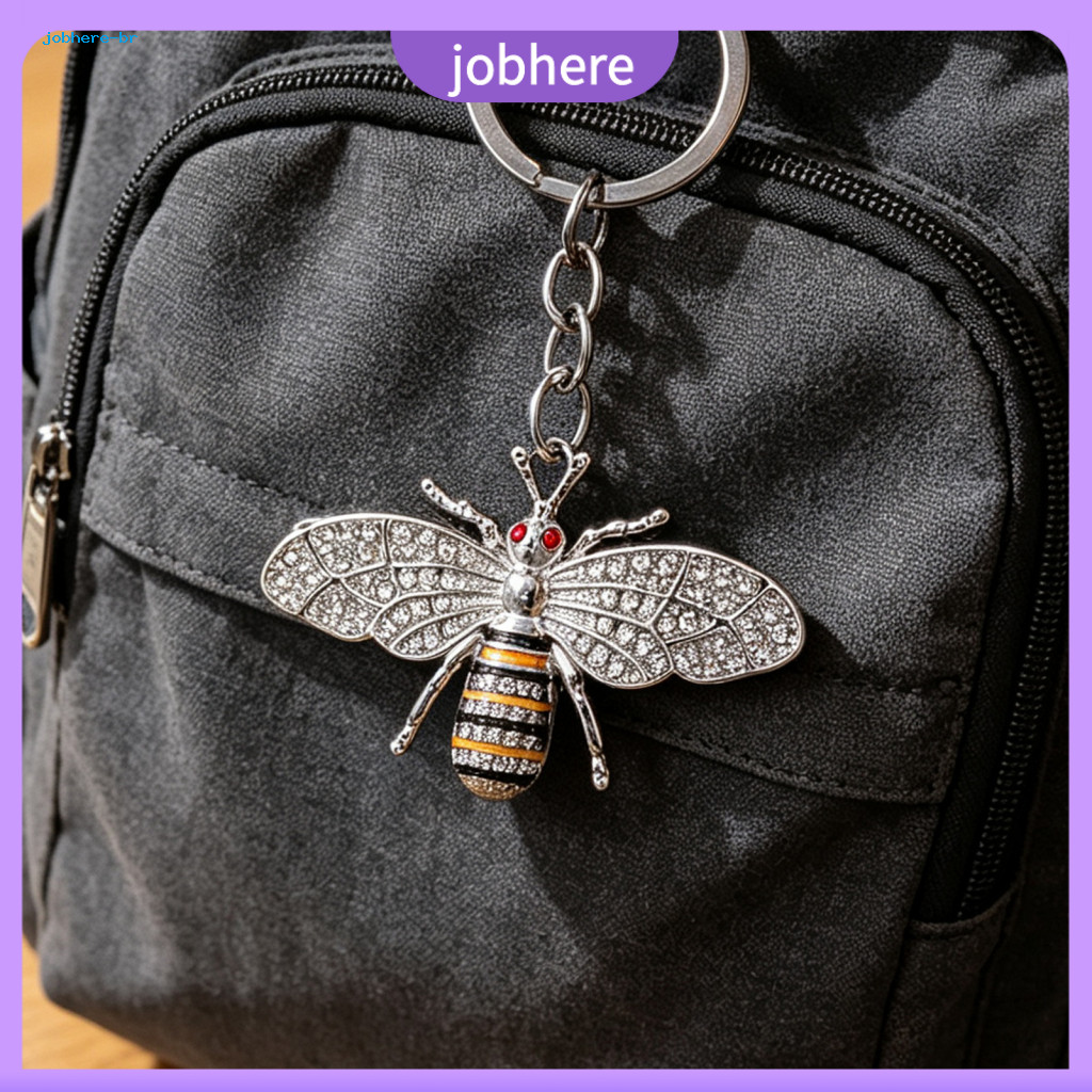 Cute Keyring Durable Zinc Alloy Keychain Rhinestone Bee for Women – Sparkling Car Key Ring Stylish Decorative for Hand