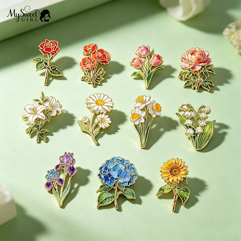 Style Brooch Durable Pin Enamel Flower Lightweight Zinc Alloy Badge with Smooth Edges Stylish Accessory for Jackets Scar