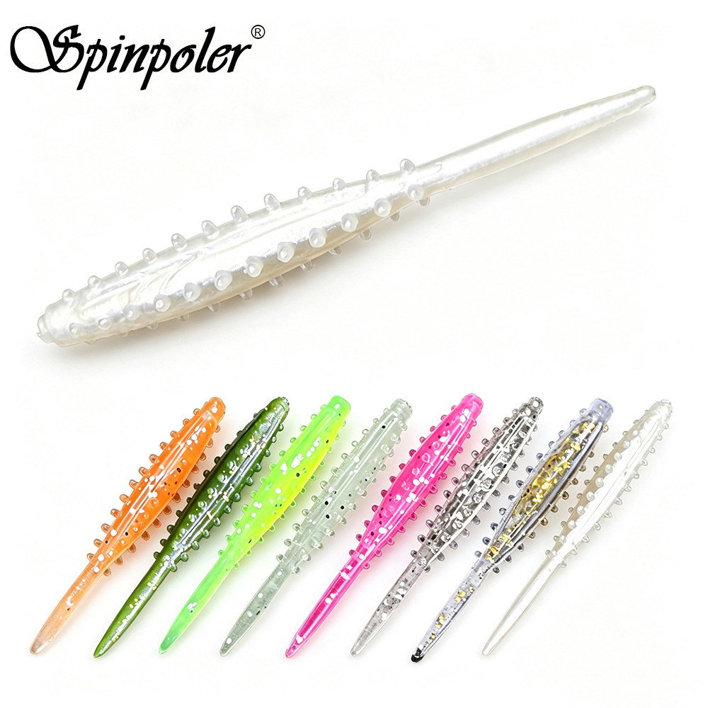 3.7cm Mini Ajing Isca Macia 20 Pçs Super Estiramento TPR Micro Pequena Agulha Cauda Com Nervuras Pico Corpo Sal Água Doc