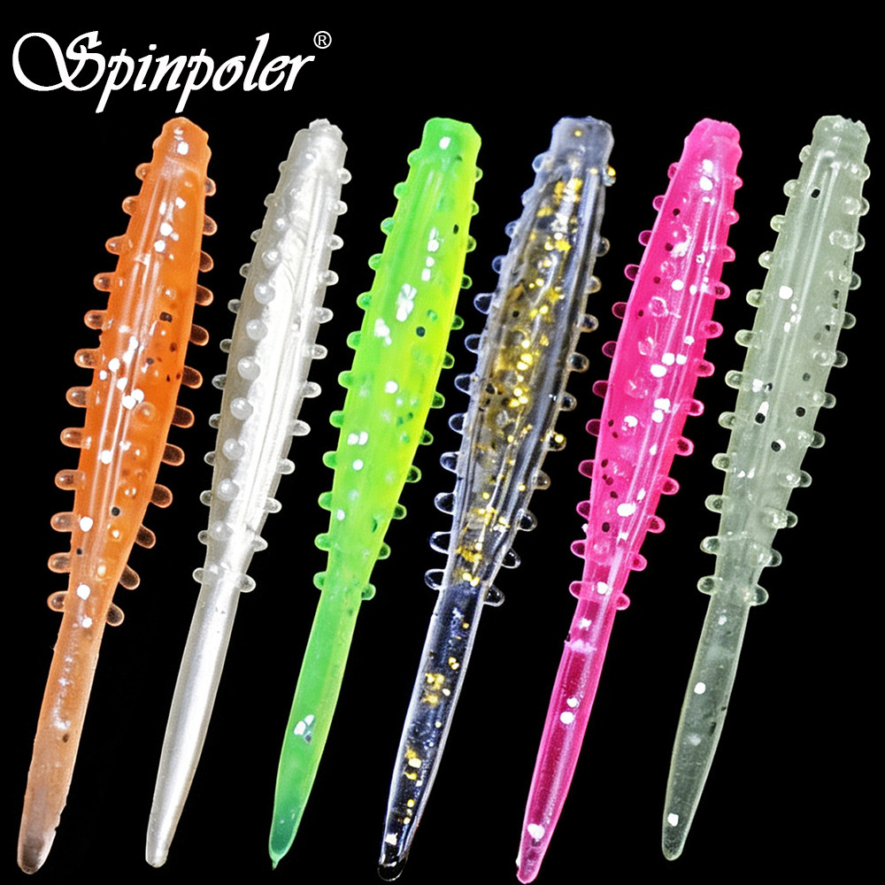 20 Pçs 3.7cm TPR Mini Agulha Cauda Isca Macia Ajing Micro Pequeno Verme Macio Com Nervuras Pico Corpo Raiz De Pesca Sal