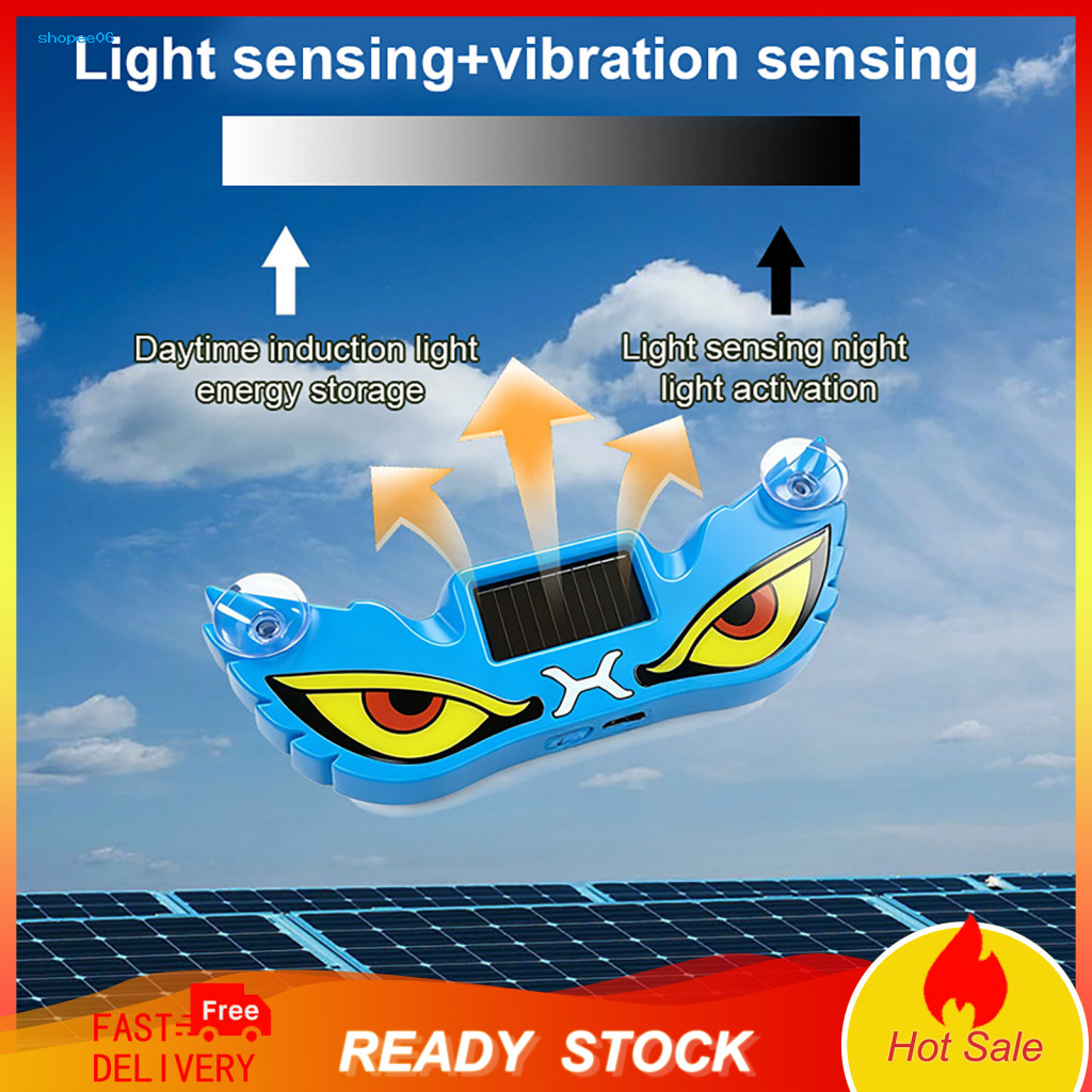 Car Atmosphere Lamp Devil Eye Led Window Light Demon Solar Rechargeable Warning with Suction Cup – Windshield for Auto