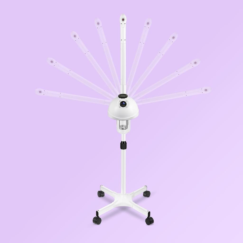 Professional Facial Steamer, Vaporizador Facial with Steam Adjustable & Timer, Movable Arm, Preheating Esthetician Steam