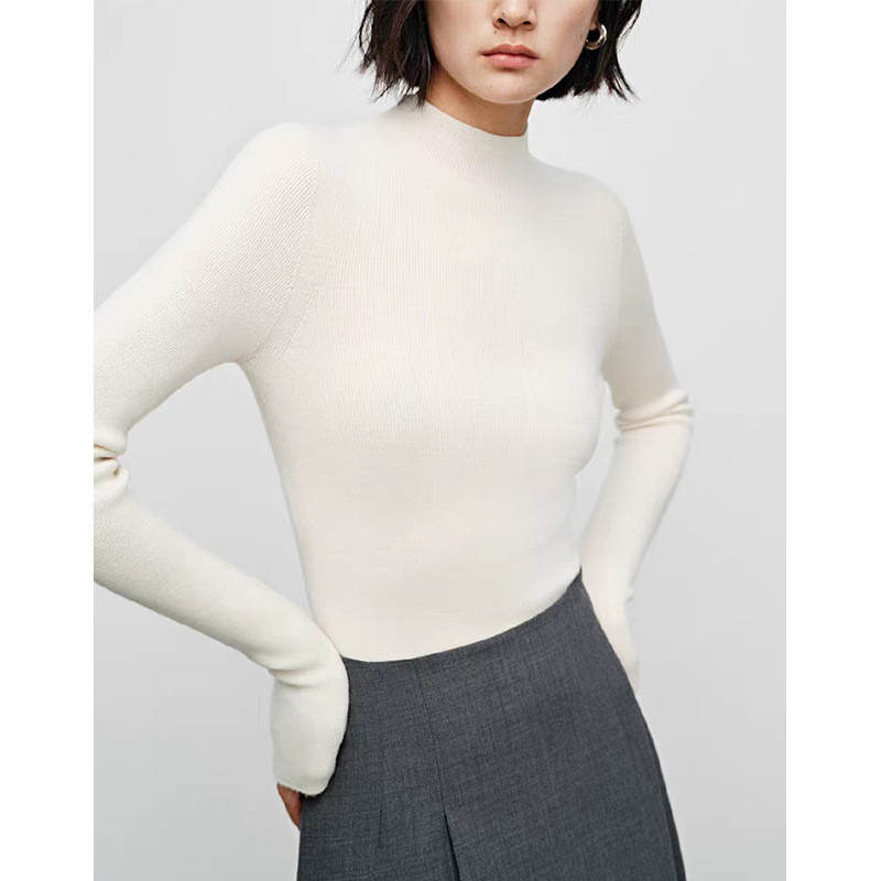 Double thickness140S Merino Wool Seamless Knit Top