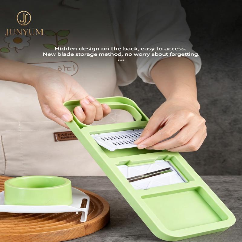 JUNYUM Multi Fatiador De Legumes Com Slide On Hand Guard Ajustável Thiness Para Salada Batata Cenoura E Preparação De Al