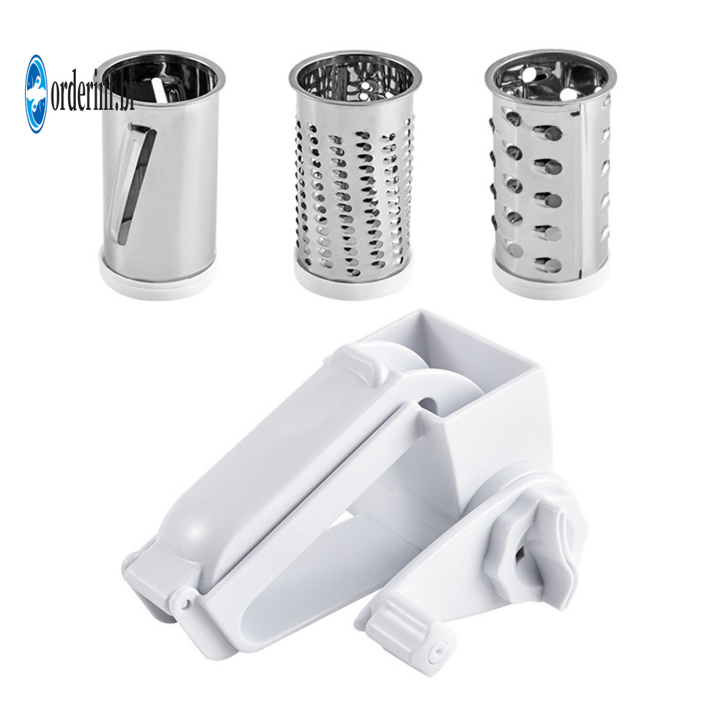 Rotary Cheese Grater Durable Stainless Steel 3-in-1 Slicer Shredder Hand Kitchen Tool for Easy Parmesan Vegetables and F