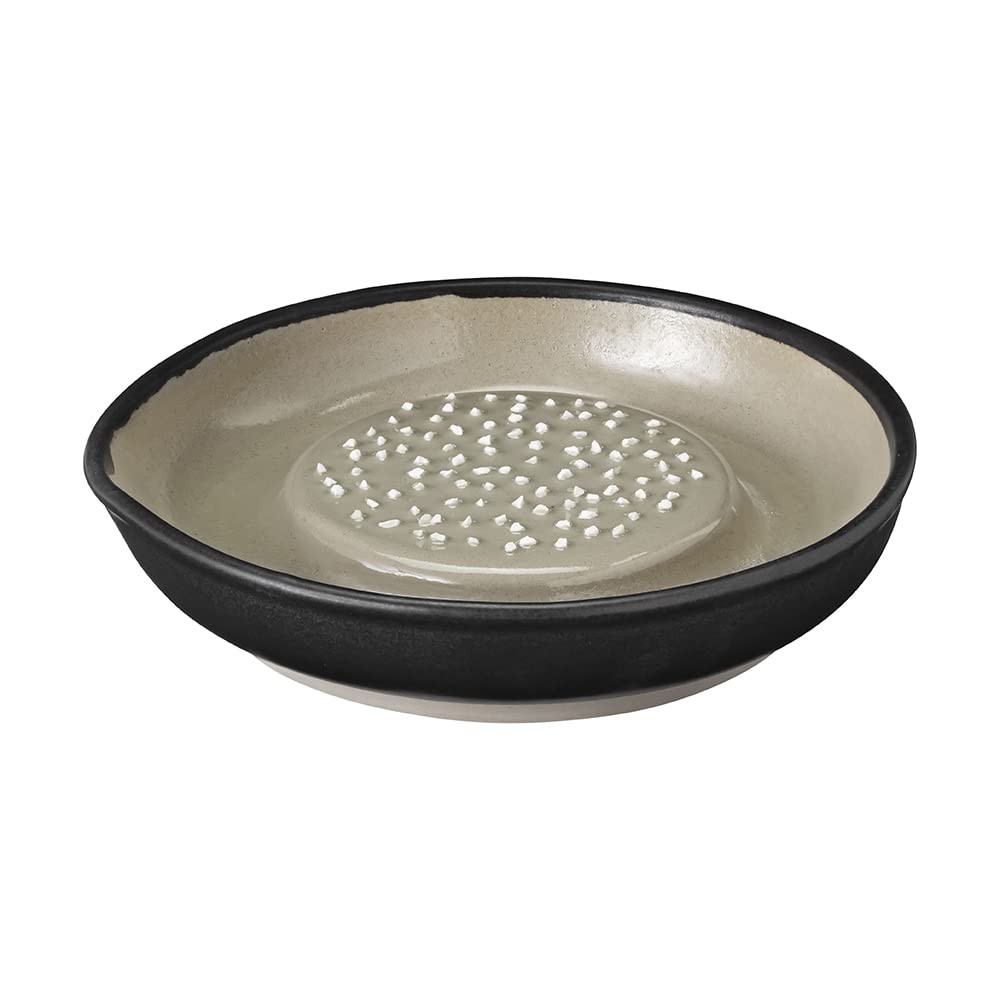 &NE Iwami-Yaki Ceramic Grater – Large｜18cm｜Made in Japan｜Non-slip Base｜One-hand Use｜Modern Design
