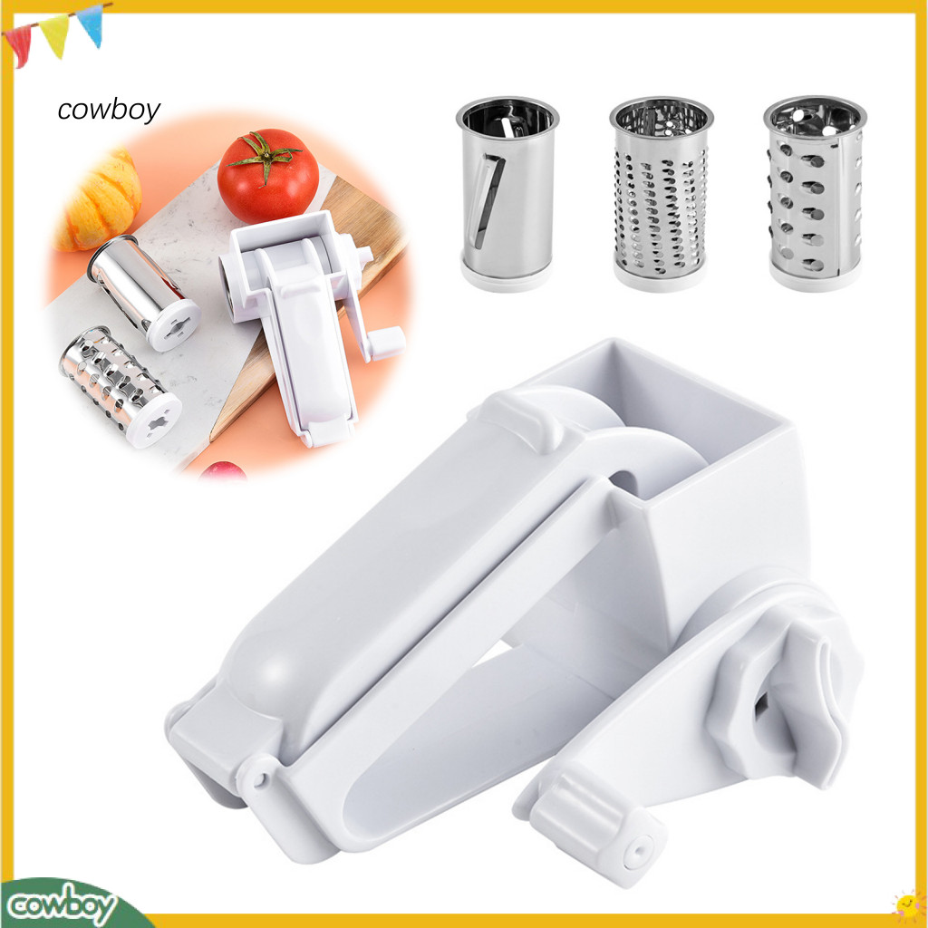 3-in-1 Manual Cheese Grater Rotary Slicer Shredder Hand Crank Kitchen Tool for Easy Parmesan Vegetables and Food Prepara