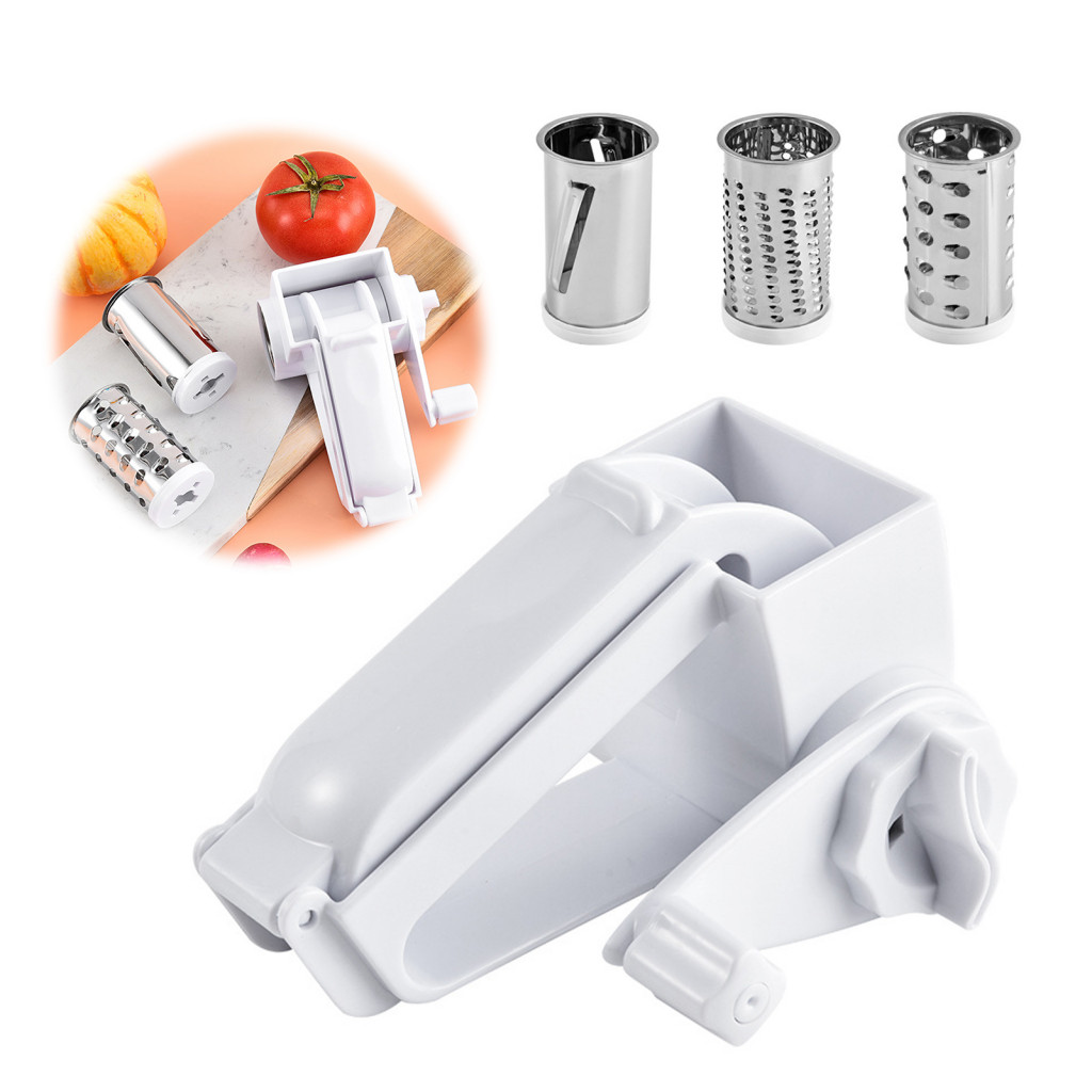 3-in-1 Cheese Grater Rotary Slicer Shredder Hand Kitchen Tool for Easy Parmesan Vegetables and Food Preparation – Dura