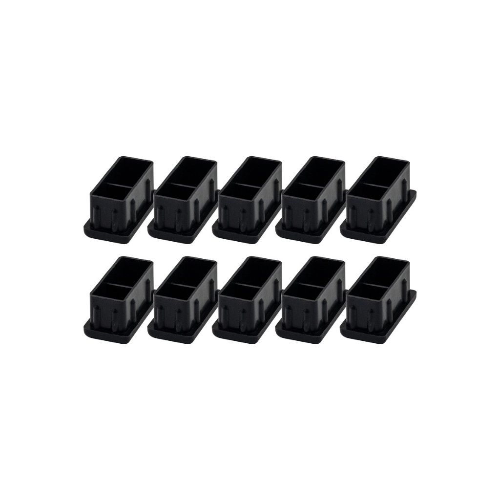 100 Ponteiras Tampa Para Tubo Metalon 40x20 Preta Pezinho